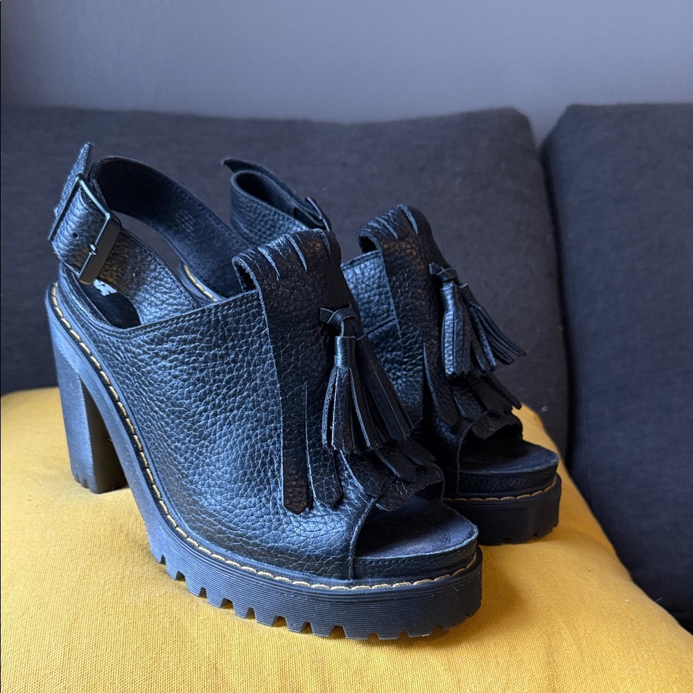 Rare/ Dr. Martens Black Leather Tassel Heels
